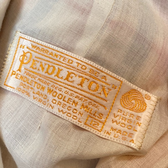 Vintage Pendleton Wool Plaid Pants Lined Size Small Peach Cream Orange Blue 70s - Picture 5 of 11